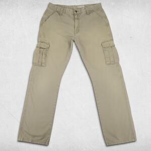Wrangler Cargo Pants Mens 36x34 Khaki Beige Straight Fit Utility Outdoor Casual